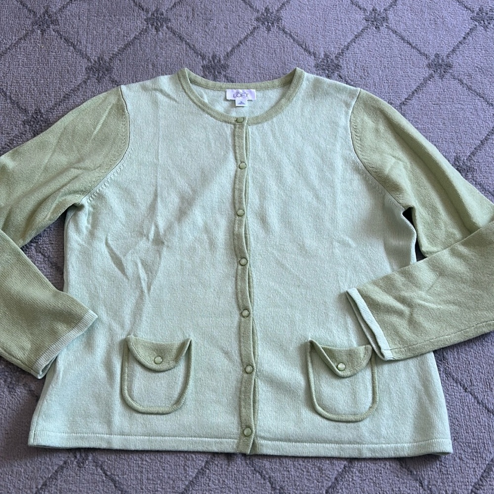 Loft button up wool/cashmere blend sweater